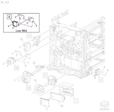 Fuji Xerox IHPS Intake Duct Assembly 054K55210, Low/Mid