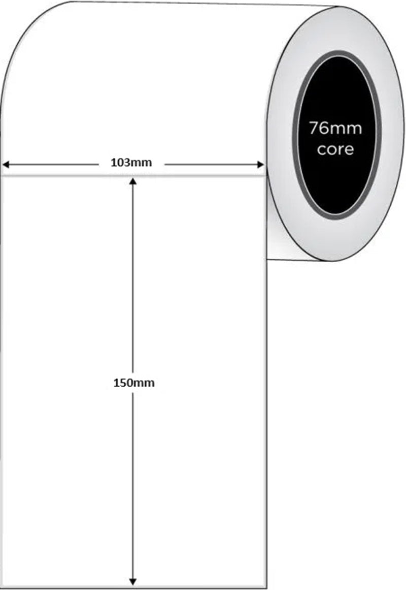 103mm x 150mm Direct Thermal Labels - Plain Perforated - 1000/Roll - 76mm Core - Suitable Sato / Zebra