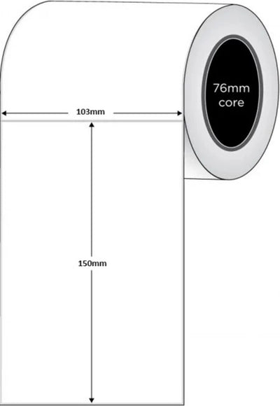 103mm x 150mm Direct Thermal Labels - Plain Perforated - 1000/Roll - 76mm Core - Suitable Sato / Zebra