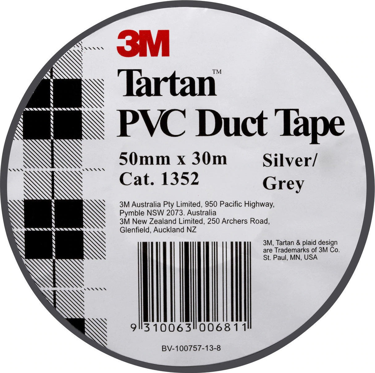 TAPE 3M 50MMX30M TARTAN DUCT 1352 SILVER/GREY
