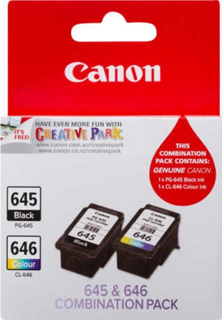 Genuine 2-Pack Canon PG645 Black Ink + CL646 Colour Ink