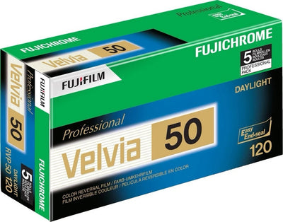 Fujifilm Fujichrome Velvia 50 Professional RVP 50 Color Transparency Film 120 Roll Film 5 Pack