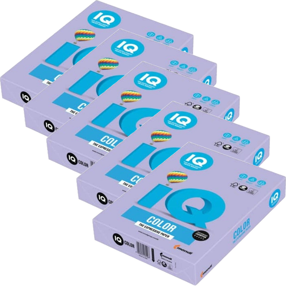 Mondi IQ A4 Colour Copy Paper Lavender 80gsm Box of 5 Ream