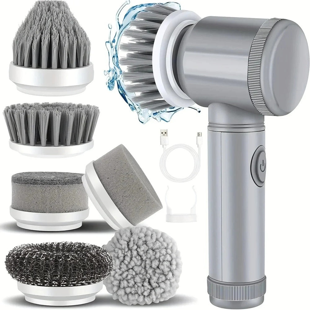 Electric Spin Scrubber Cordless Spin Scrubber with 6 Replaceable Brush Heads Electric Cleaning Brush Cleaning Tool