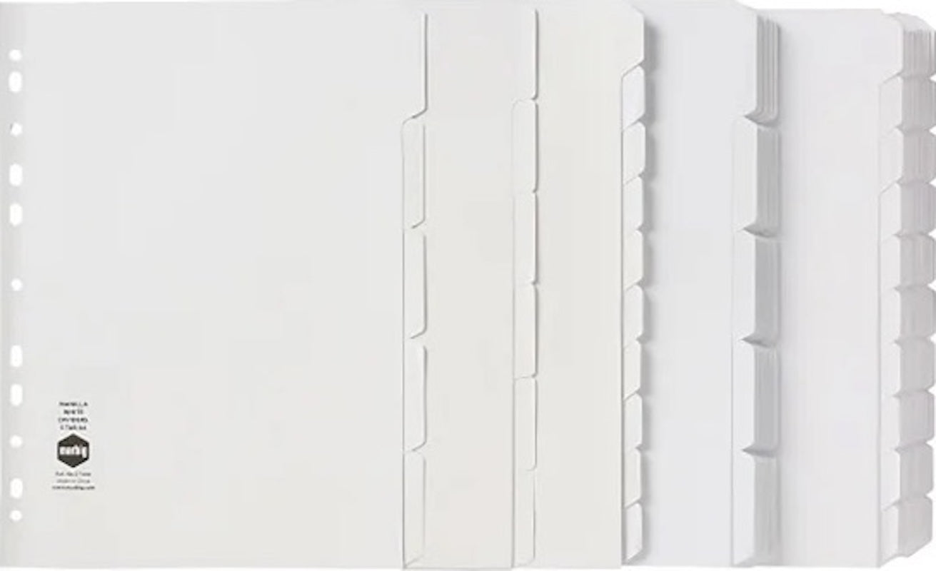Marbig Dividers A4 Manilla 5 Tab Reinforced Strip White