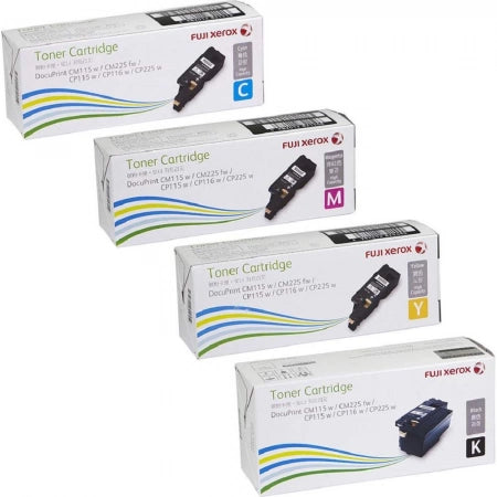 Genuine 4 Pack Fuji Xerox CP115W CT202264-CT202267 Toner Cartridges [1BK,1C,1M,1Y]