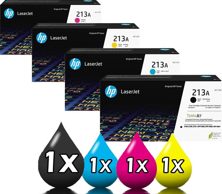 Genuine 4 Pack HP 213A Toner Cartridge Value Pack [1BK, 1C, 1M, 1Y]