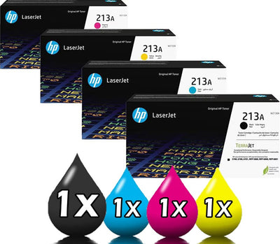 Genuine 4 Pack HP 213A Toner Cartridge Value Pack [1BK, 1C, 1M, 1Y]
