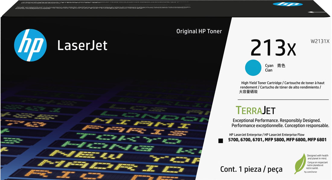 Genuine HP 213X Cyan High Capacity Toner Cartridge W2131X 6,000 Print