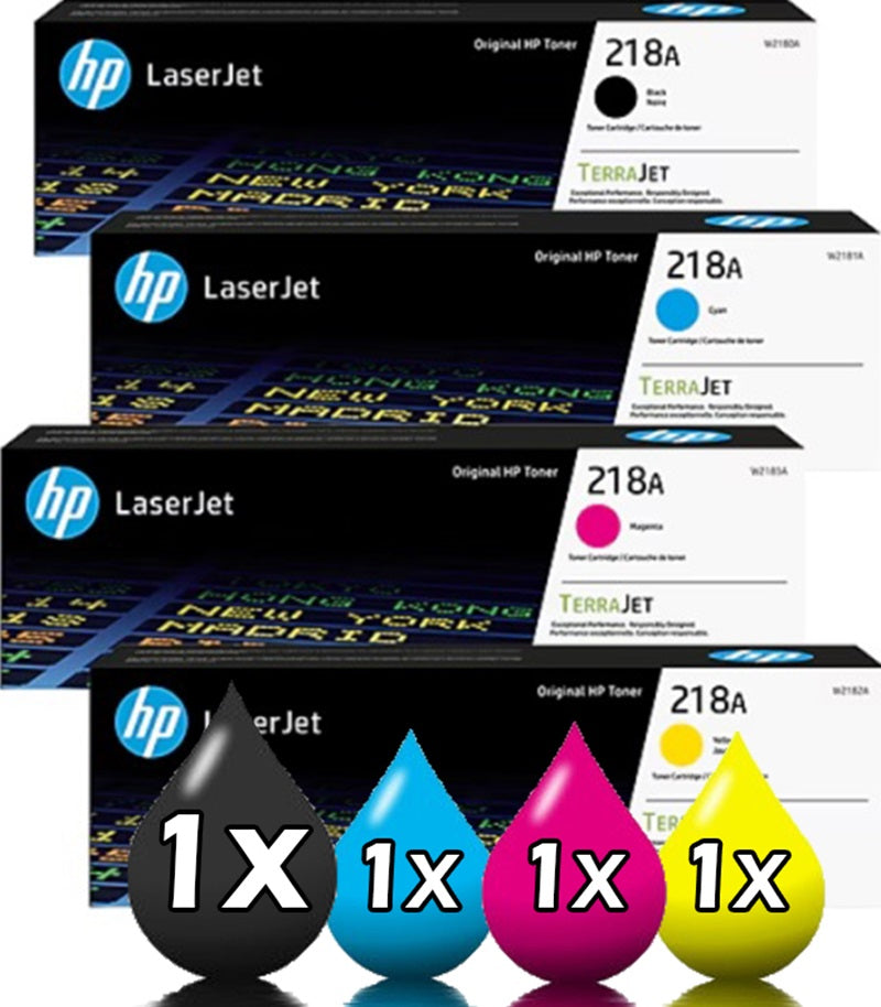 Genuine 4 Pack HP 218A Toner Cartridge Value Pack [1BK, 1C, 1M, 1Y]