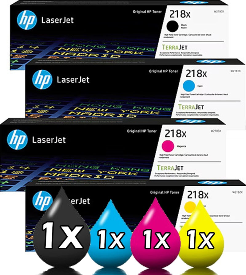 Genuine 4 Pack HP 218X High Capacity Toner Cartridge Value Pack [1BK, 1C, 1M, 1Y]