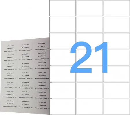 21UP 100 Pack A4 White Labels Self Adhesive Laser &amp; Inkjet Sticker Labels - Avery code L7160