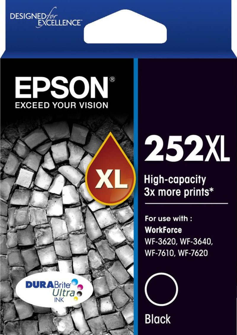 Genuine Epson 252XL C13T253192 HY Black Ink Cartridges 1,100 Page