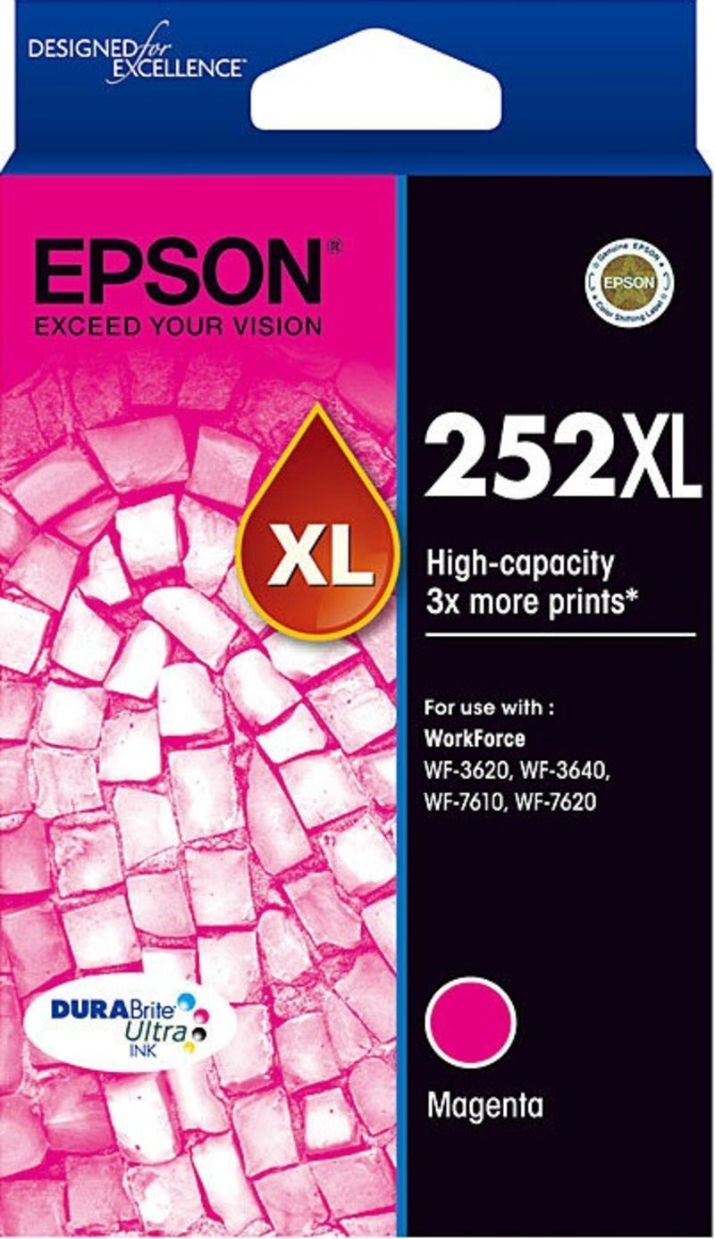 Genuine Epson 252XL C13T253392 HY Magenta Ink 1,100 Page