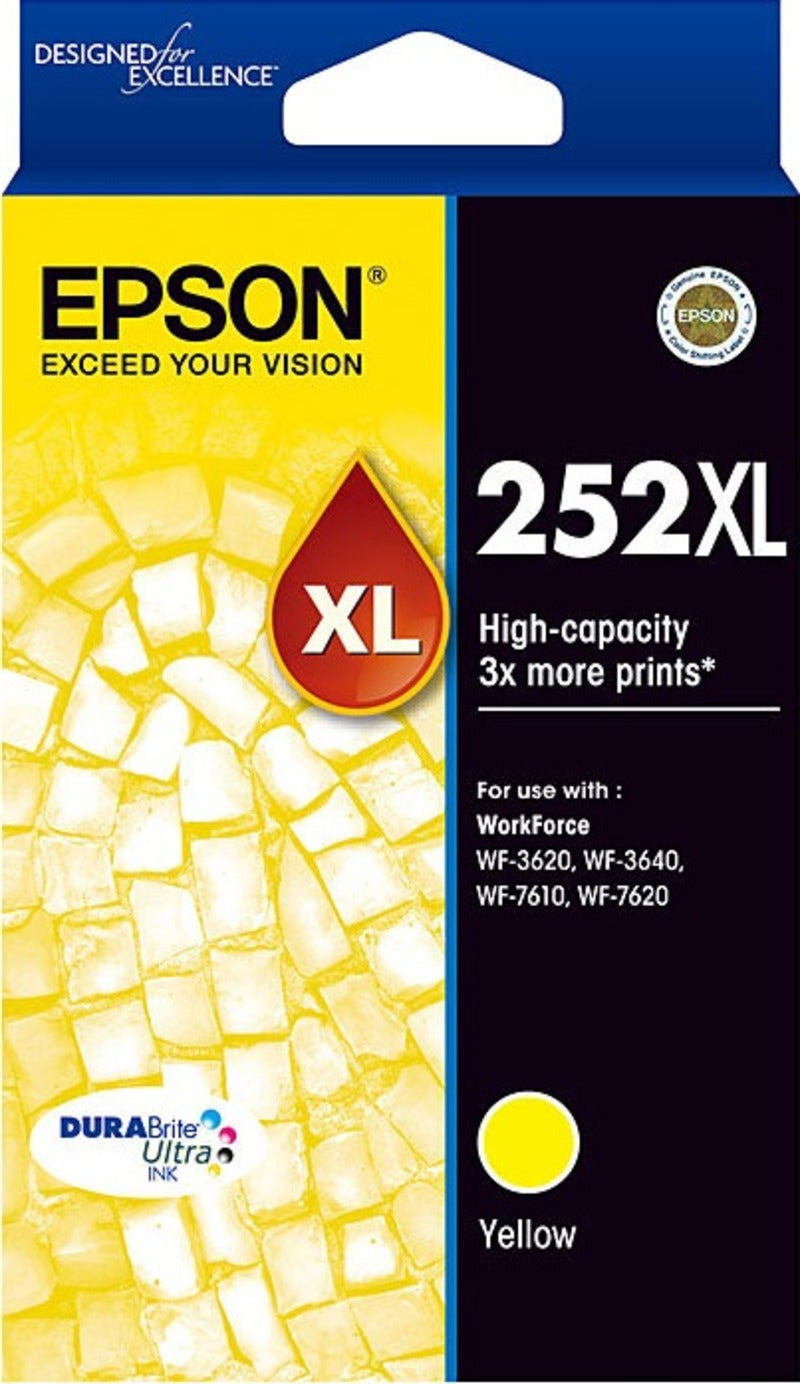 Genuine Epson 252XL C13T253492 HY Yellow Ink 1,100 Page