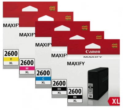 5 Pack Canon PGI2600XL Genuine Ink Cartridges [2BK,1C,1M,1Y]