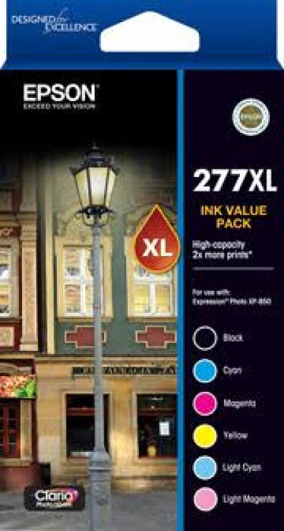 Genuine 6 Pack Epson 277XL Ink Cartridges C13T278892 [1BK,1C,1M,1Y,1LC,1LM]