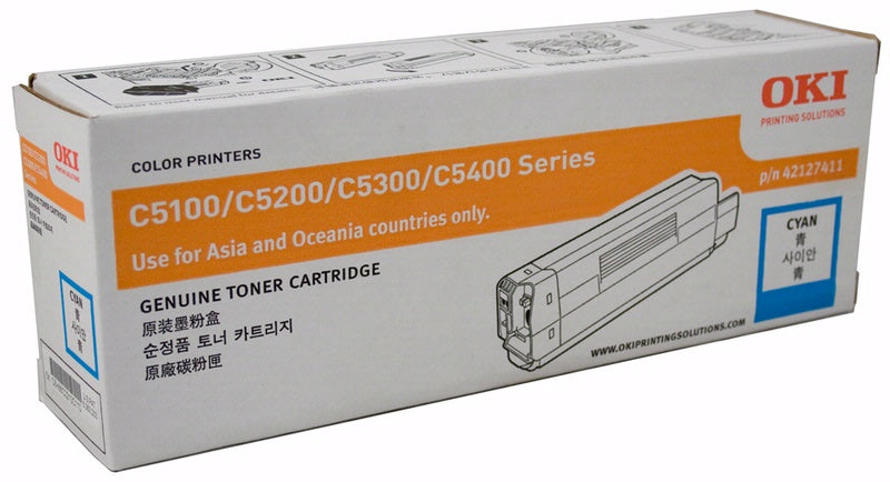 OKI C5100 42127411 Cyan Genuine Toner Cartridge 5,000 Print