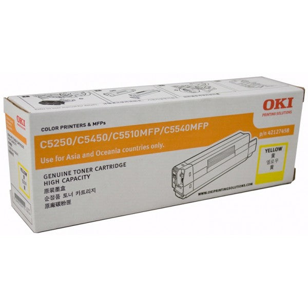 OKI C5250 42127458 Yellow Genuine Toner Cartridge 5,000 Print