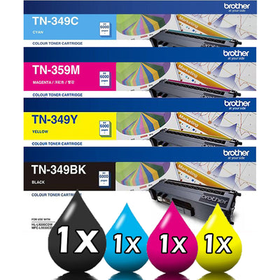 Genuine 4 Pack Brother TN349 Toner Cartridges 1C,1M,1Y,1BK