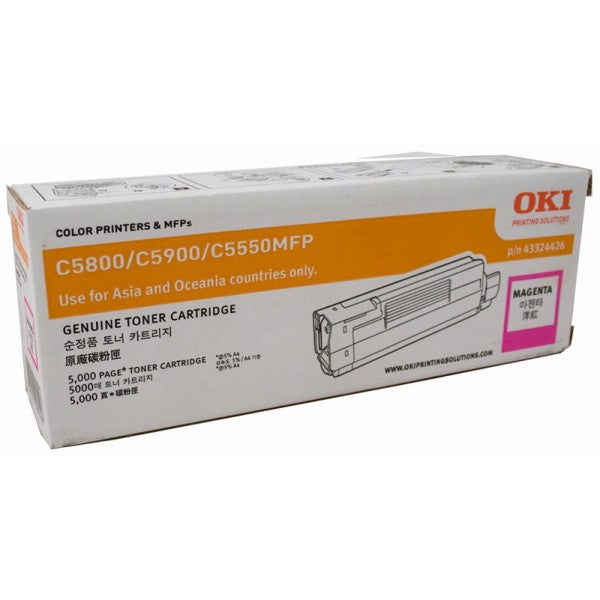 Genuine OKI C5800 43324426 Magenta Toner Cartridge 5,000 Print