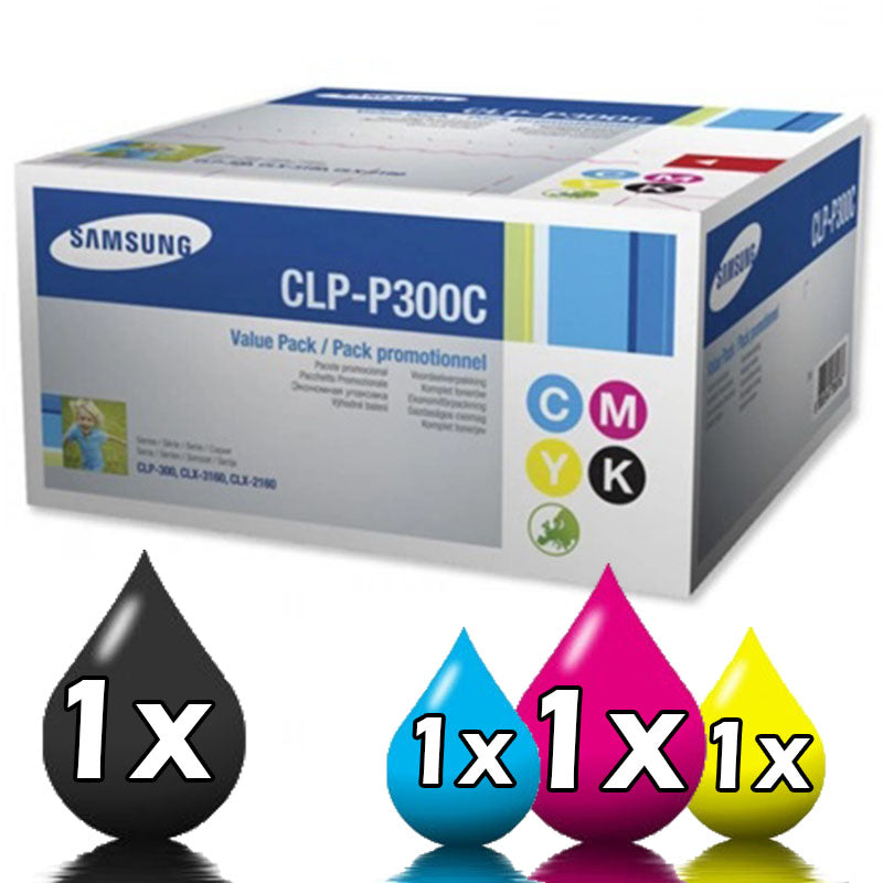 4 Pack Genuine Samsung CLP300N CLX2160 CLX3160FN CLPP300A Toner Cartridges [1BK,1C,1M,1Y]
