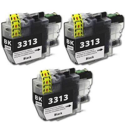 3 Pack Brother LC3313 Black Compatible Ink Cartridges 400 Print Yield