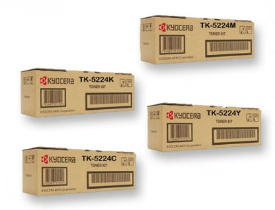 Genuine 4 Pack Kyocera TK5224 Toner Kits 1BK,1C,1M,1Y