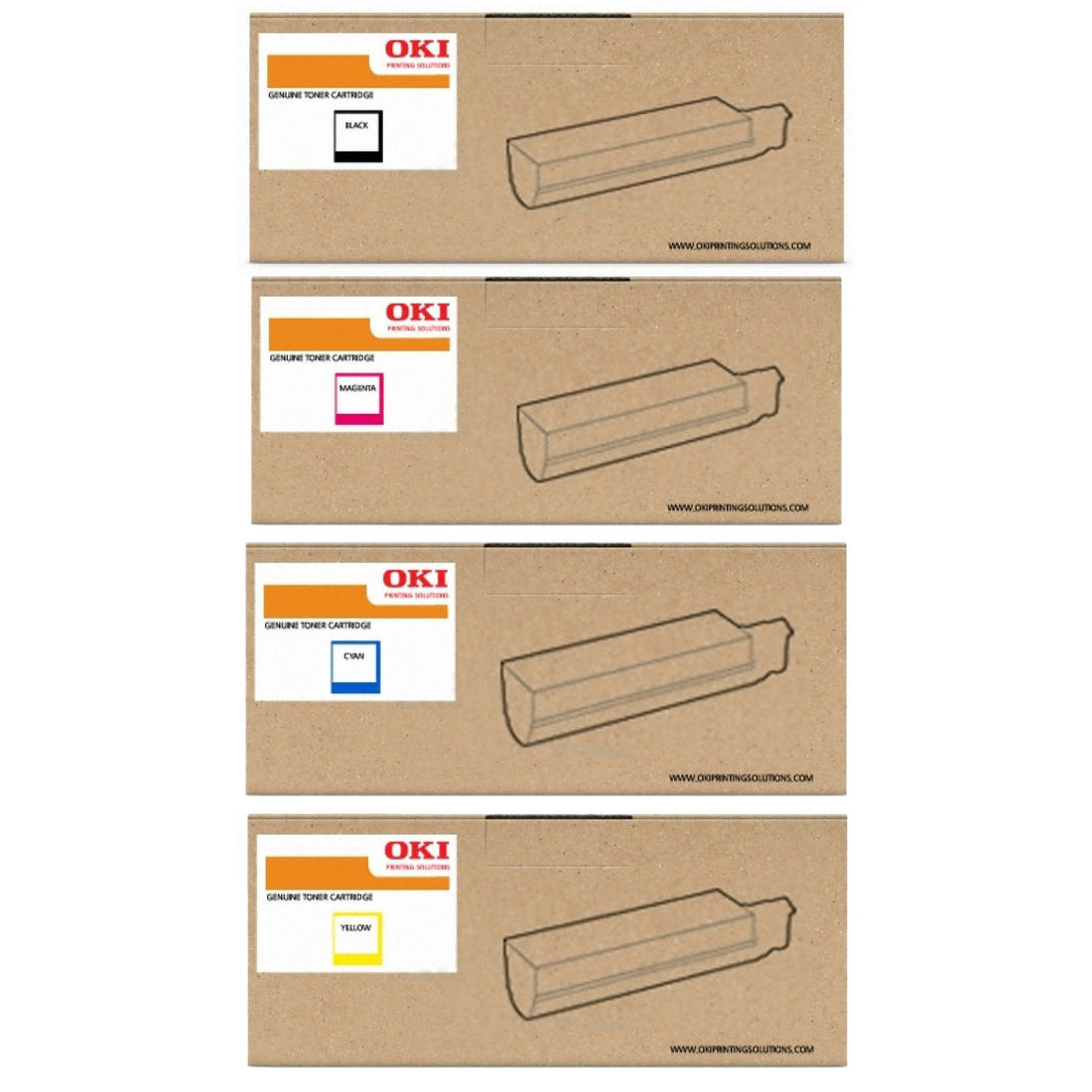 Genuine 4 Pack OKI C834NW Toner Pack 46861309-46861312 [1C,1M,1Y,1BK]