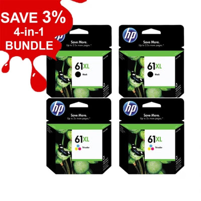 Genuine 4 Pack HP 61XL CH563WA-CH564WA Ink Cartridges [2BK,2CLR]