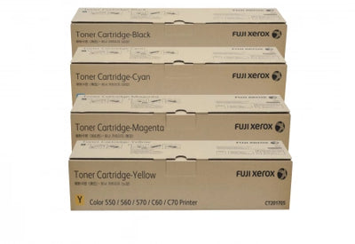 4 Pack Genuine Fuji Xerox CT201702-CT201705 Toner Cartridge Set Color 550 / 560 [1BK,1C,1M,1Y]