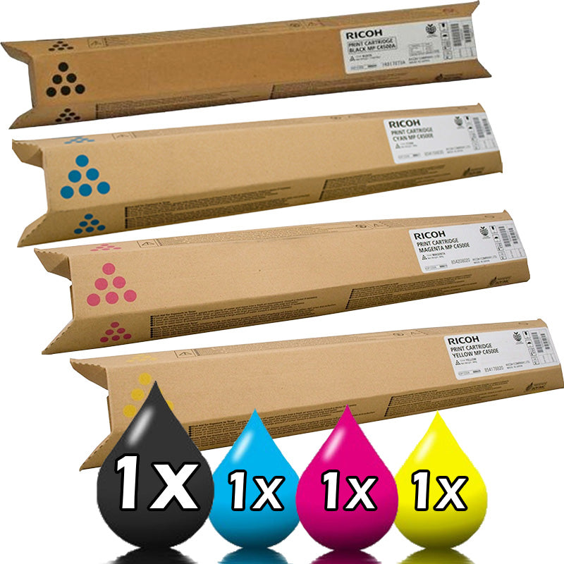 Genuine 4 Pack Ricoh MP-C3500 / C4500 Toner Cartridge Value Pack 888608-888611 [1BK, 1C, 1M, 1Y]