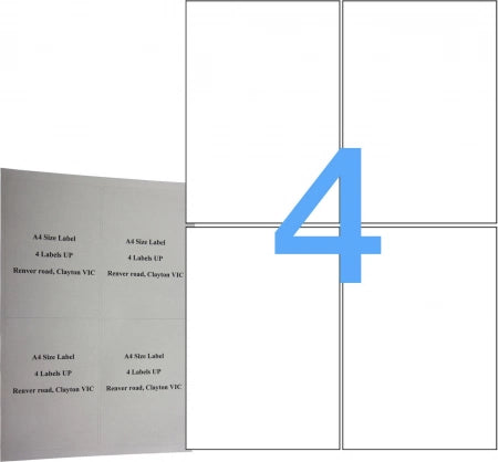 4UP 100 Pack A4 White Labels Self Adhesive Mailing Laser &amp; Inkjet sticker labels - Avery L7169