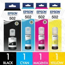 Genuine 4 Pack Epson T502 EcoTank Ink Bottle C13T03K192-C13T03K492 [1BK,1C,1M,1Y]