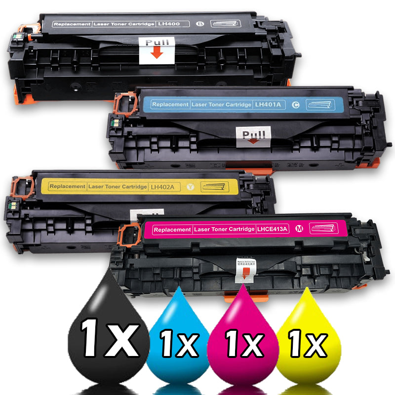 4 Pack HP 507X/507A CE400X-CE403A Compatible Toner Cartridges [1BK,1C,1M,1Y]
