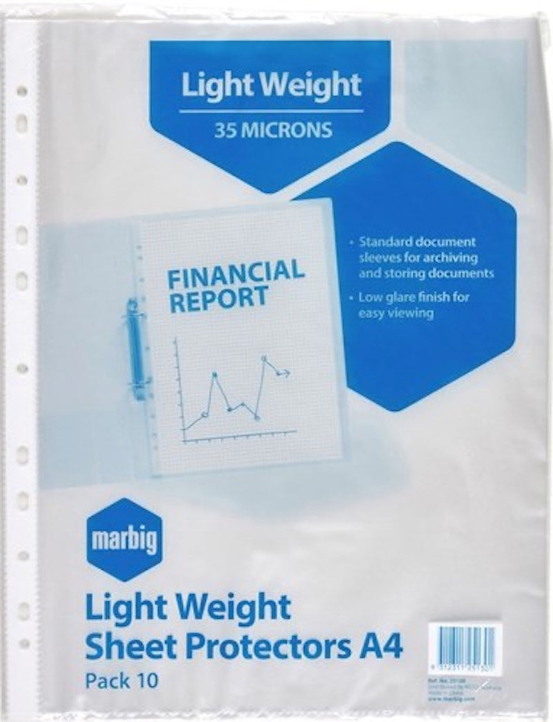 Marbig Sheet Protectors A4 Copysafe Lightweight (Pack of 10)