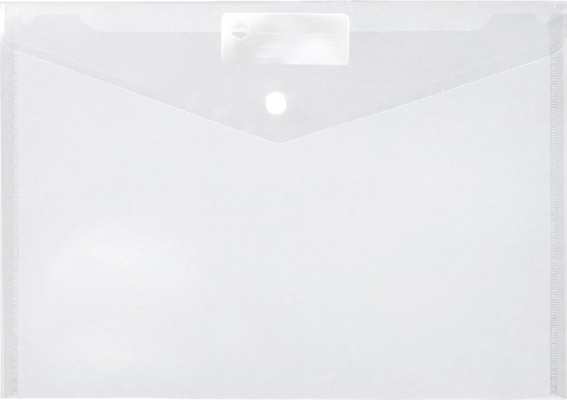 Marbig Document Wallet A4 Button Closure (Clear)