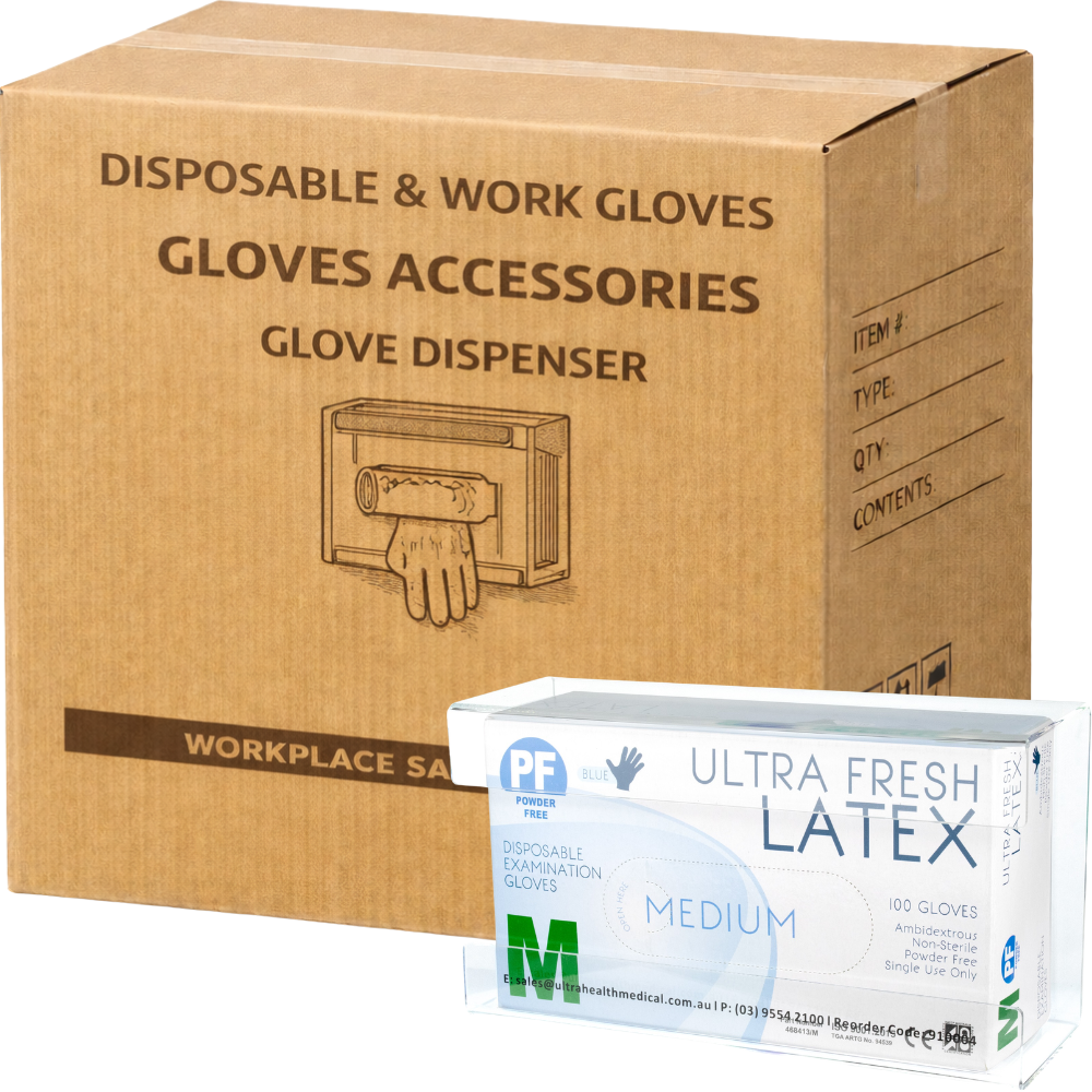 Carton of 20 Ultra Health Acrylic Single Tier Glove Dispenser