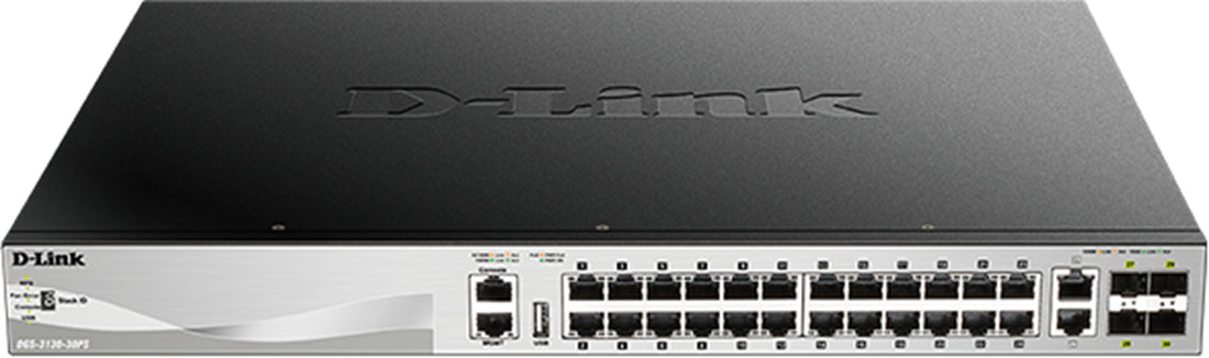 D-Link 30-Port Stackable Gigabit PoE Layer 3+ Switch with 6 10GbE ports DGS-3130-30P
