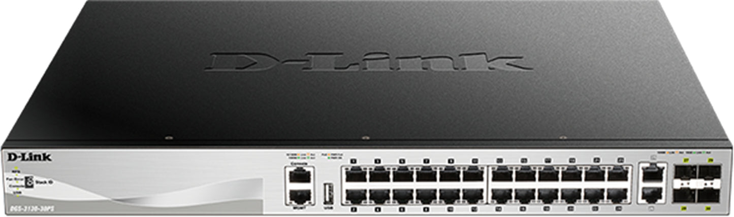 D-Link 30-Port Stackable Gigabit PoE Layer 3+ Switch with 6 10GbE ports DGS-3130-30P