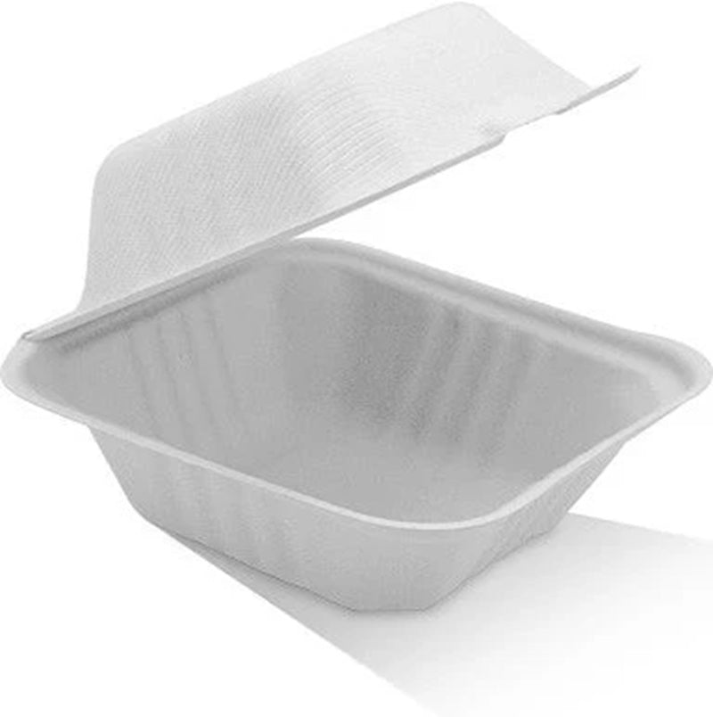 Clamshell Hamburger Sugarcane 152x152x80mm (~6x6x3in) Carton of 400