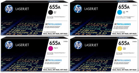 Genuine 4 Pack HP 655A Toner Cartridges CF450A-CF453A [1BK, 1C, 1M, 1Y]