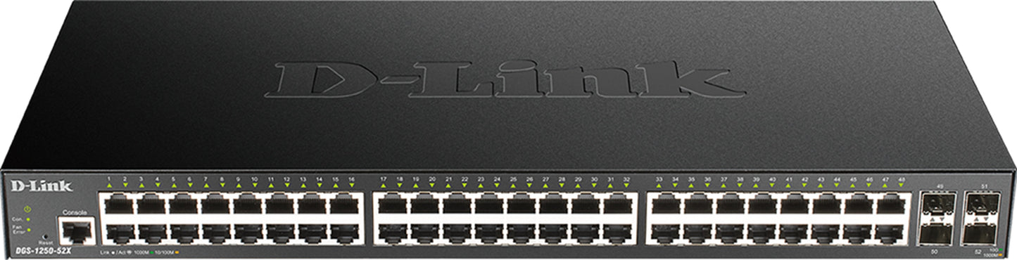 D-Link 52-Port Gigabit Smart Managed Switch with 48 RJ45 and 4 SFP+ 10G Ports DGS-1250-52X