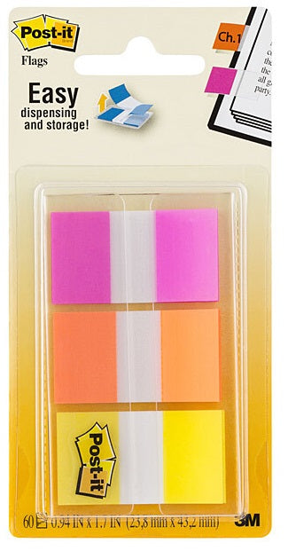 Post-It Flags Bright Colours 25 x 43mm 3-Pack Box of 6