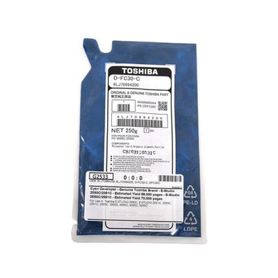 Genuine Toshiba D-FC30-C Cyan Developer Powder 6LJ70994200, 6LJ70384200, DFC30C