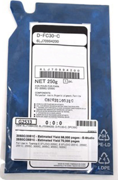 Toshiba D-FC30-C Cyan Compatible Developer Powder 6LJ70994200, 6LJ70384200, DFC30C