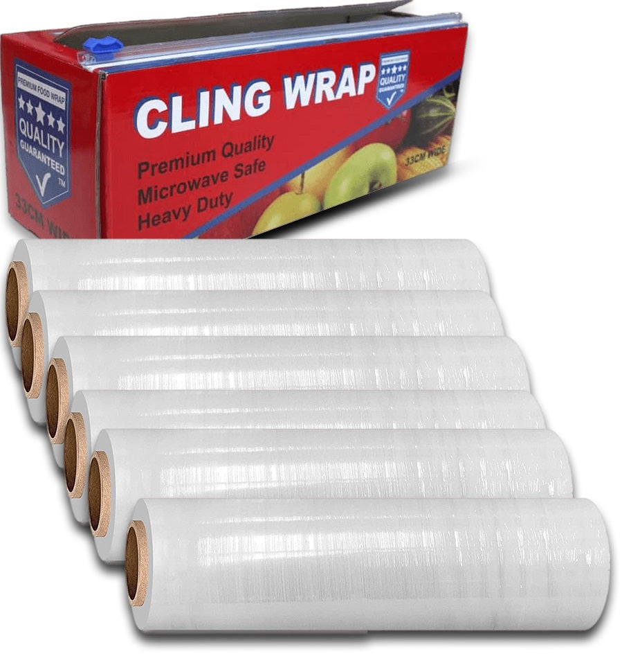 6 Rolls Heavy Duty Cling Food Wrap 33cm Wide