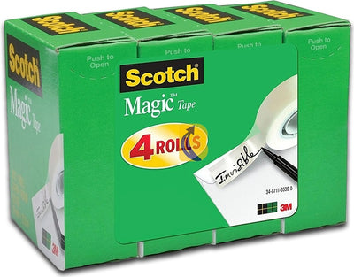 Scotch Magic Invisible Tape 810K4 3/4 in x 1000 in (19 mm x 25,4 m) Pack of 4