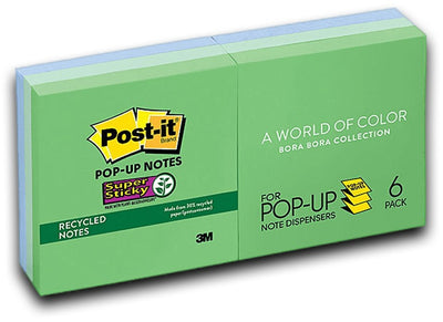 Post-It Super Sticky Pop-up Notes Bora Bora 76 x 76mm 6-Pack