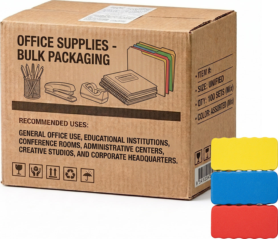 Carton of 10 Packs GNS Large Magnetic Whiteboard Eraser Assorted Color